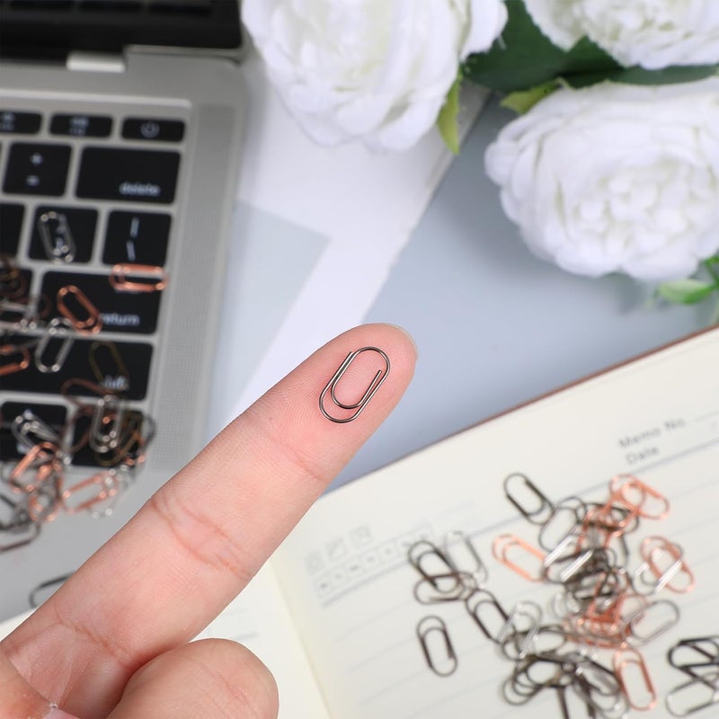 Skrfren 300 PCS Metal Mini Paper Clip, 3/5 Inch 6 Colors Small Cute Paper Clips Super Cute Tiny Paperclips Bronze Gold Steel Clips, Cute-Mini Paperclips with for Office School Home Desk Organizers - Image 3